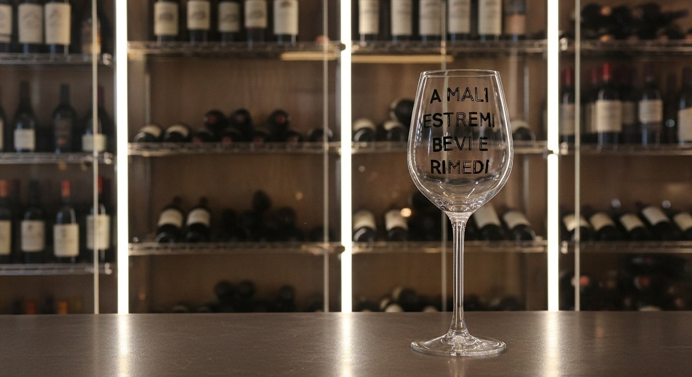 Calice in vetro con scritte