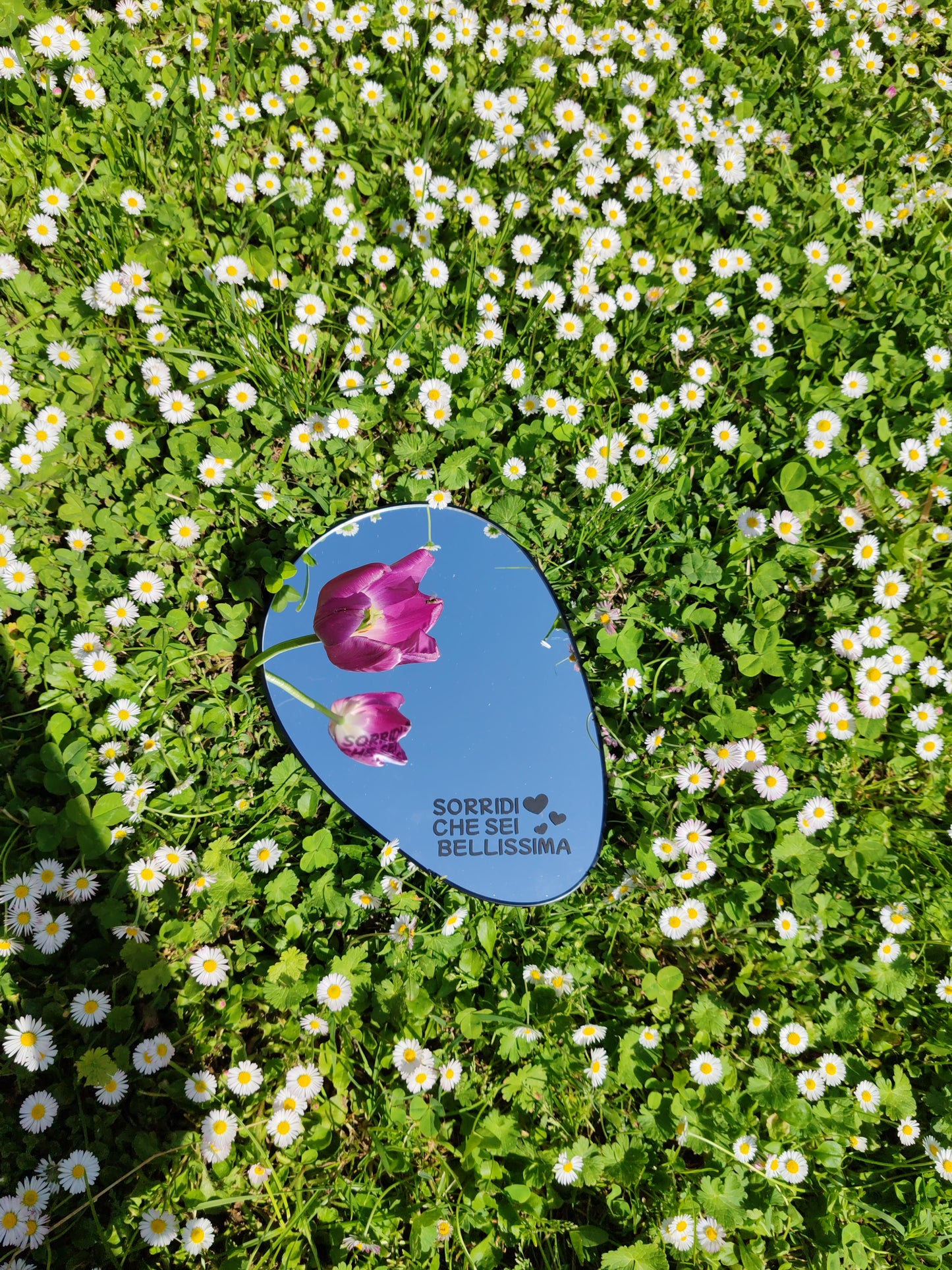 Specchio - SORRIDI CHE SEI BELLISSIMA - cornice oro